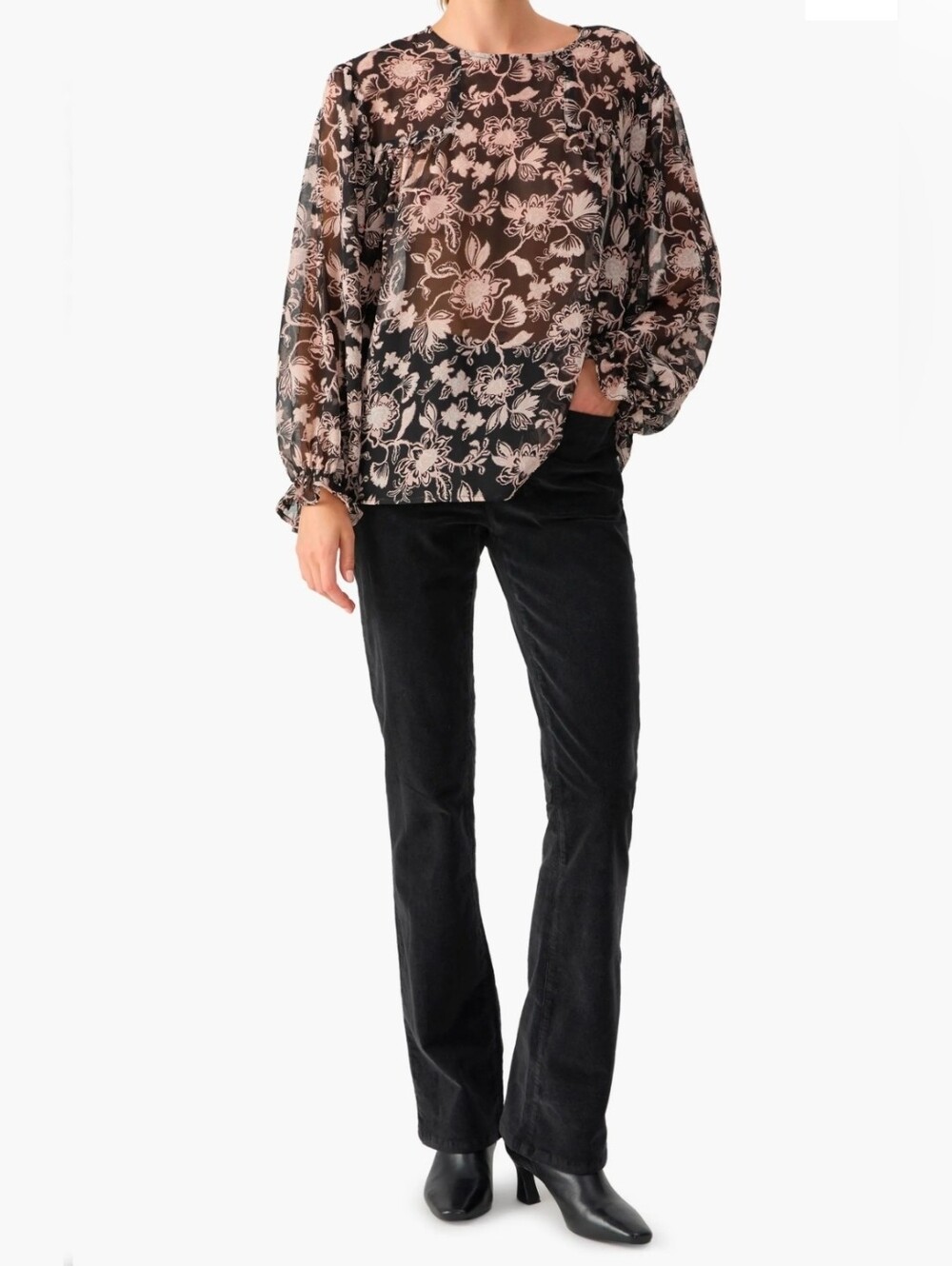 Sanctuary Ruffle Print Chiffon Top NWT SIZE MED